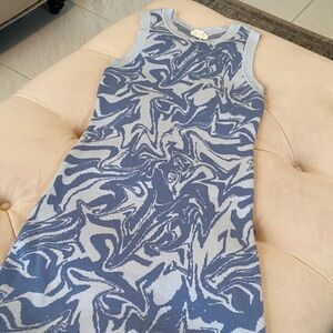 La Hearts Blue and White Swirl Mini sweater Dress